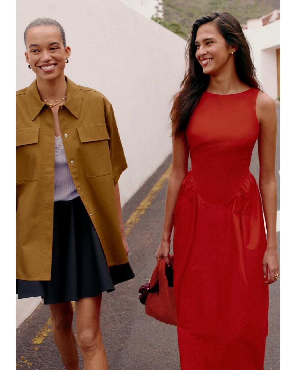 & Other Stories Red Tie-Back Midi Dress
