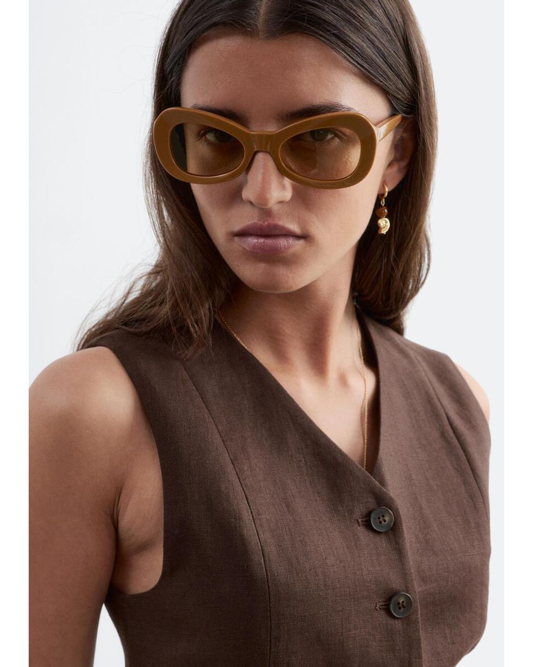 & Other Stories Brown Linen Waistcoat
