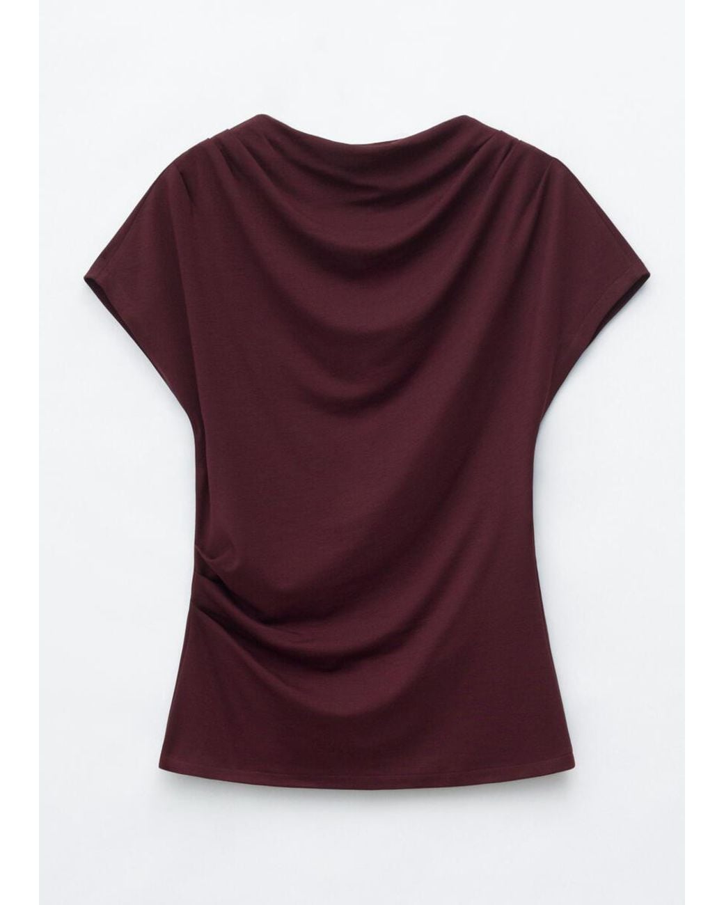 & Other Stories Red Draped Cowl-Neck Top