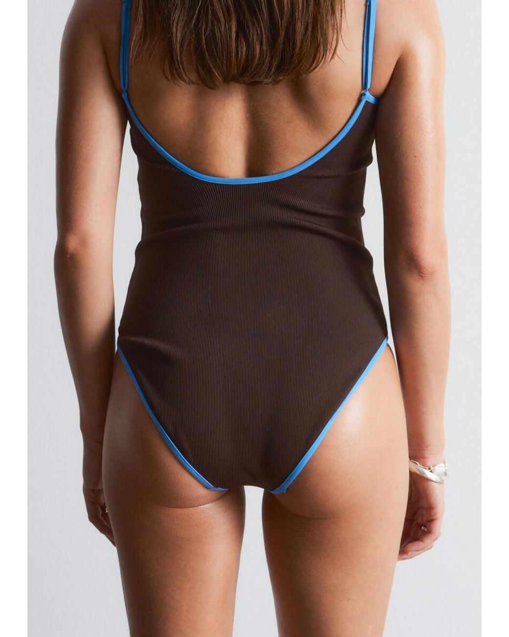 & Other Stories Brown Square-Neck Swimsuit