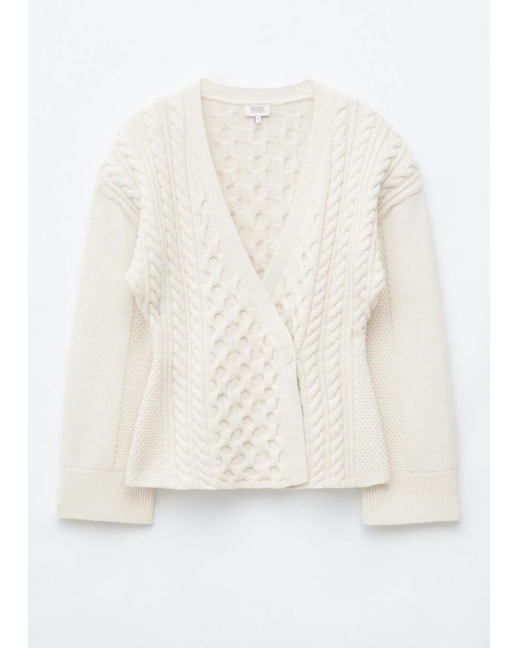 & Other Stories Natural Wool-Cotton Cable Knit Cardigan