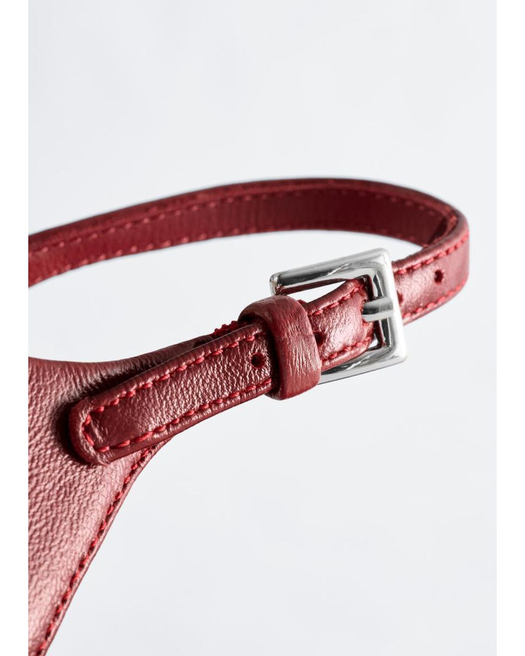 & Other Stories Red Block Heel Leather Pump