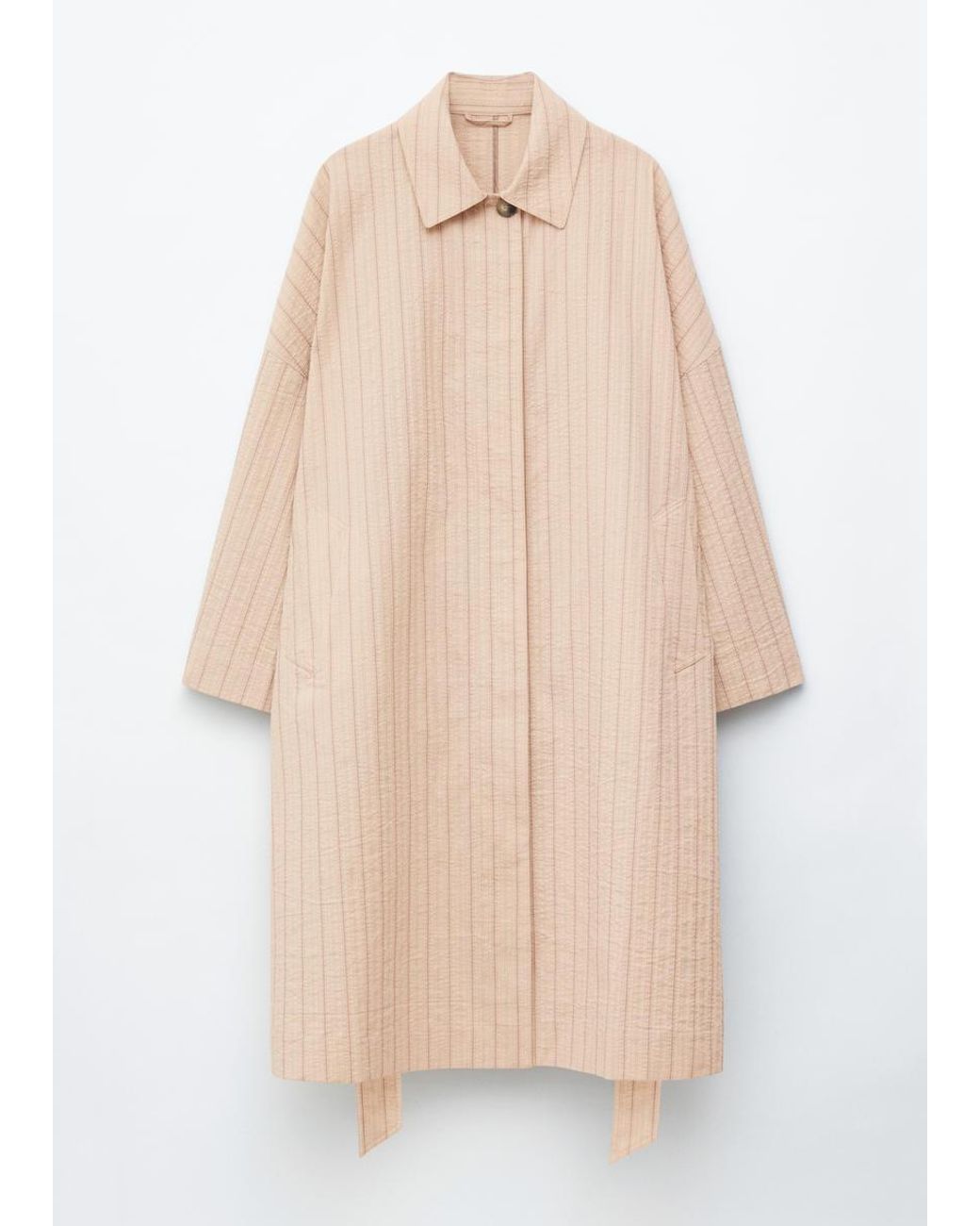 & Other Stories Natural Oversized Pinstripe Trench Coat