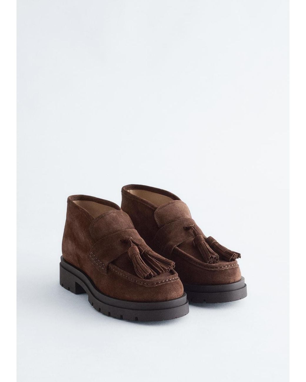 & Other Stories Black Tasseled Suede Ankle Loafers