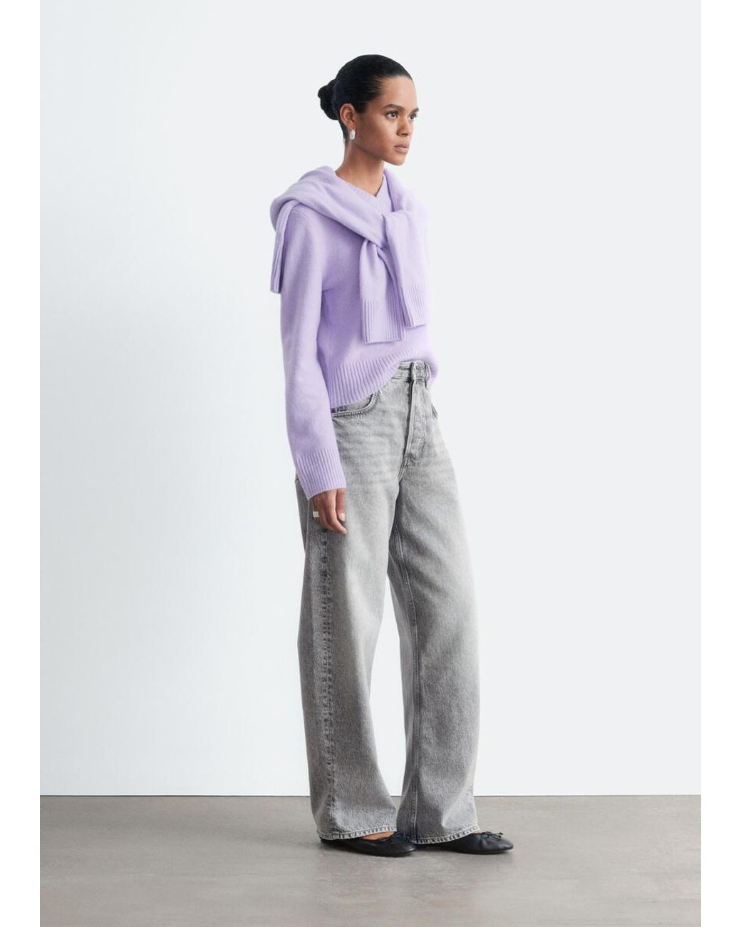 & Other Stories Gray V-Neck Jumper