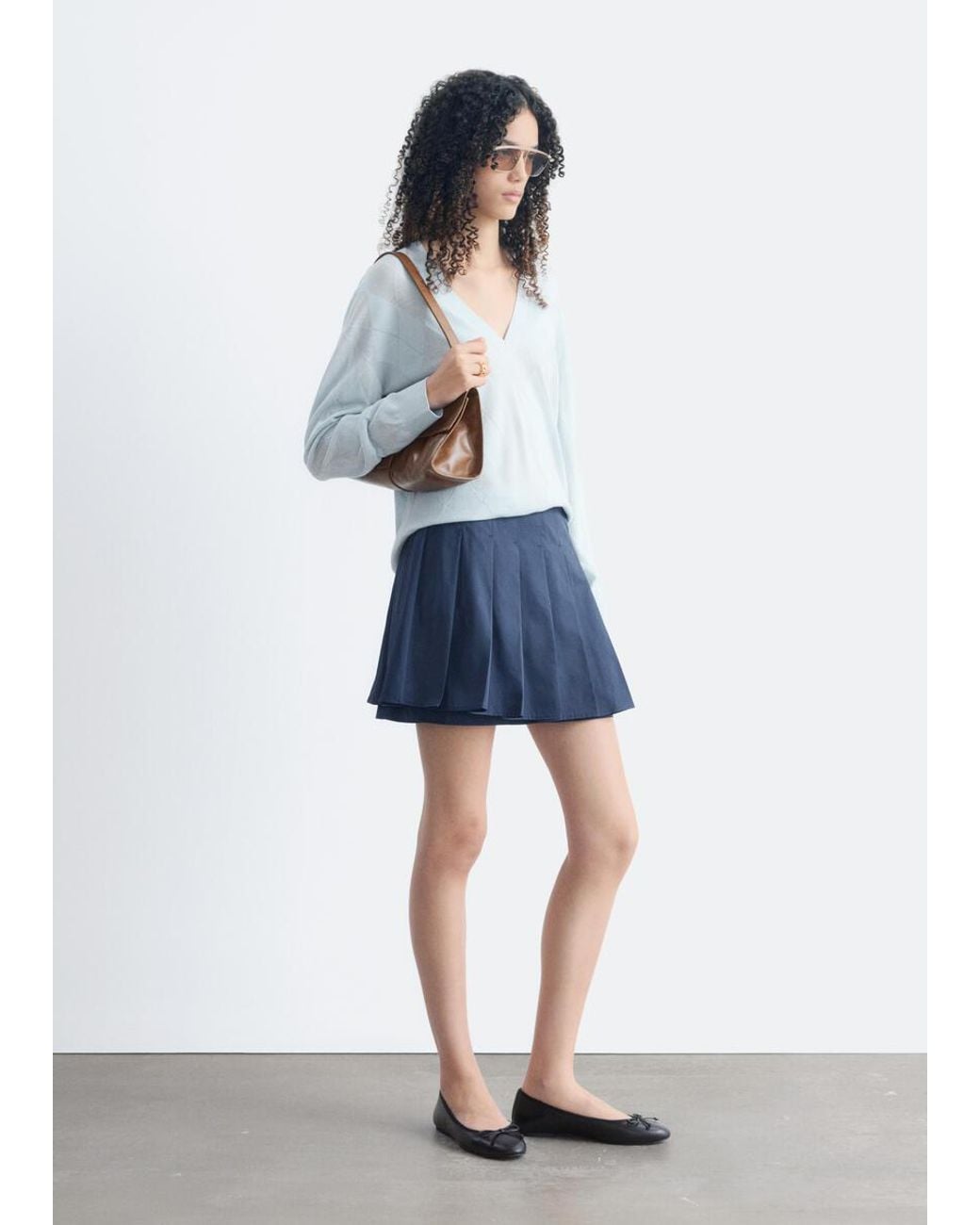 & Other Stories White Deep V-Neck Merino Wool Jumper