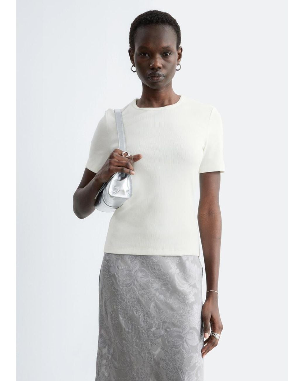 & Other Stories White Ribbed T-Shirt