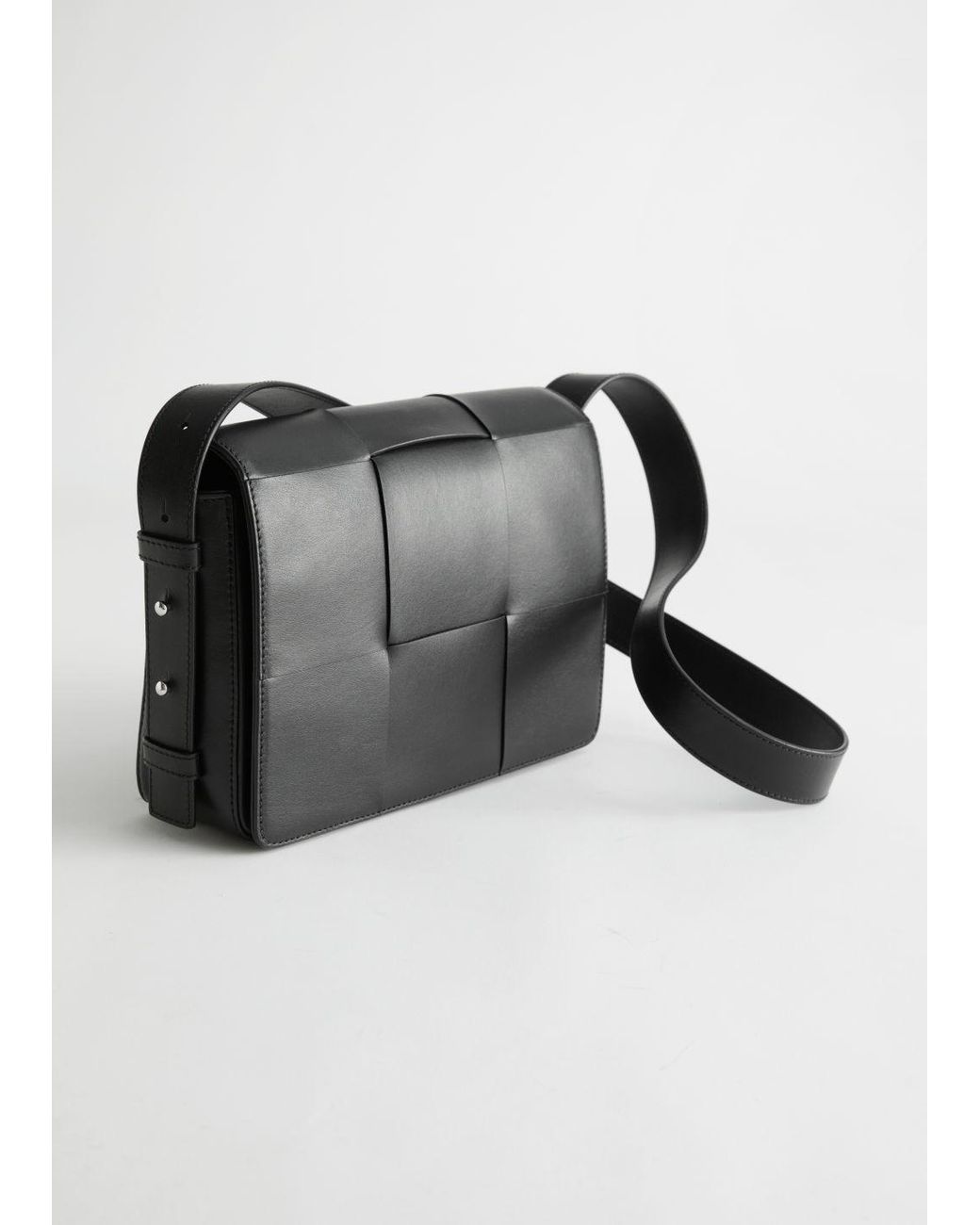  Other Stories & Small Woven Leather Bag in Black