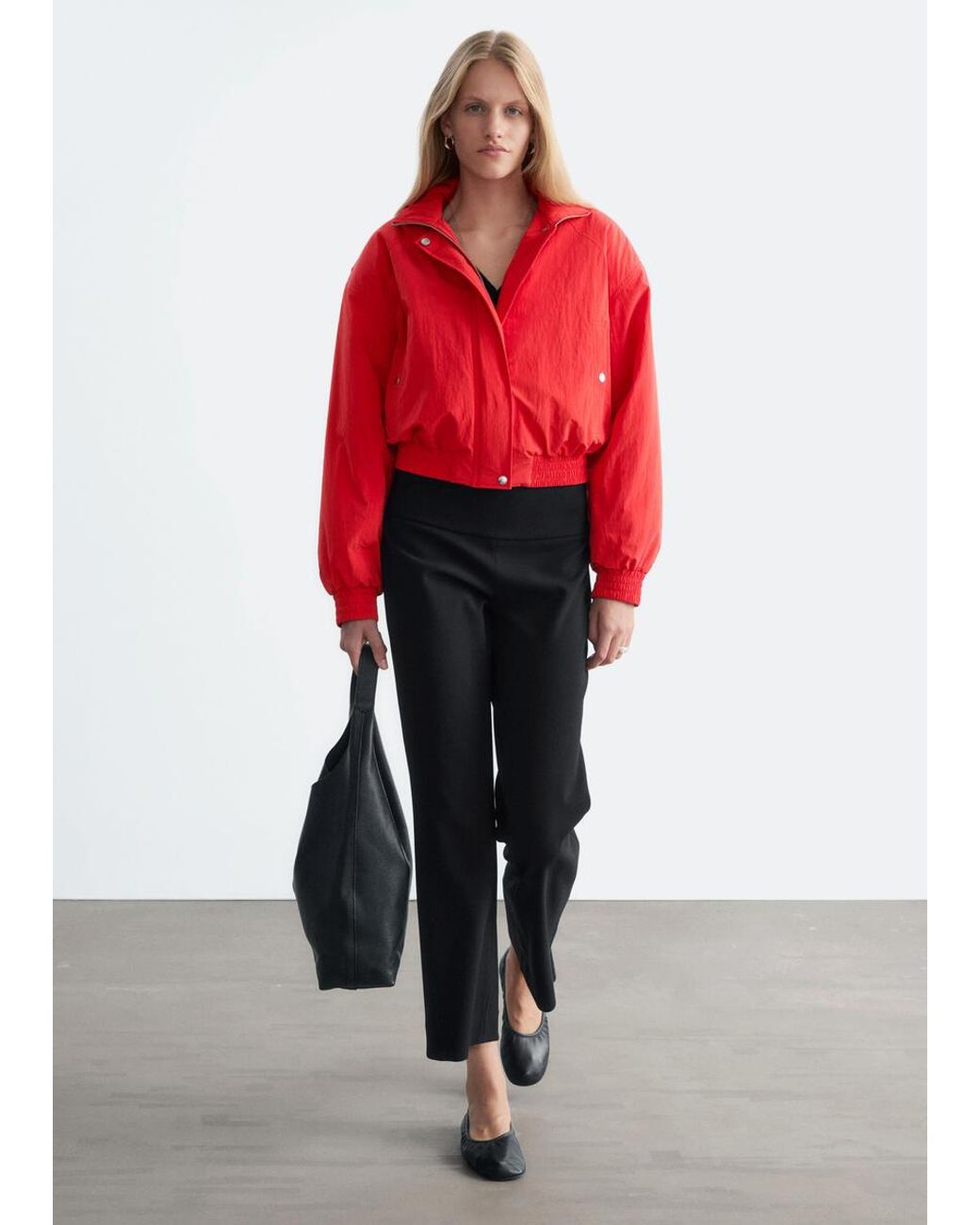 & Other Stories Red Cropped Kick Flare Trousers