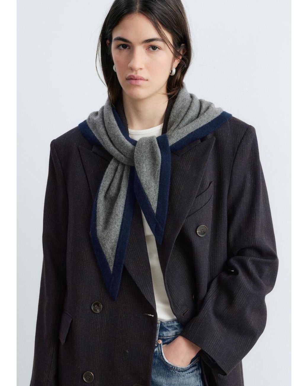 & Other Stories Gray Silk-Cashmere Triangle Scarf