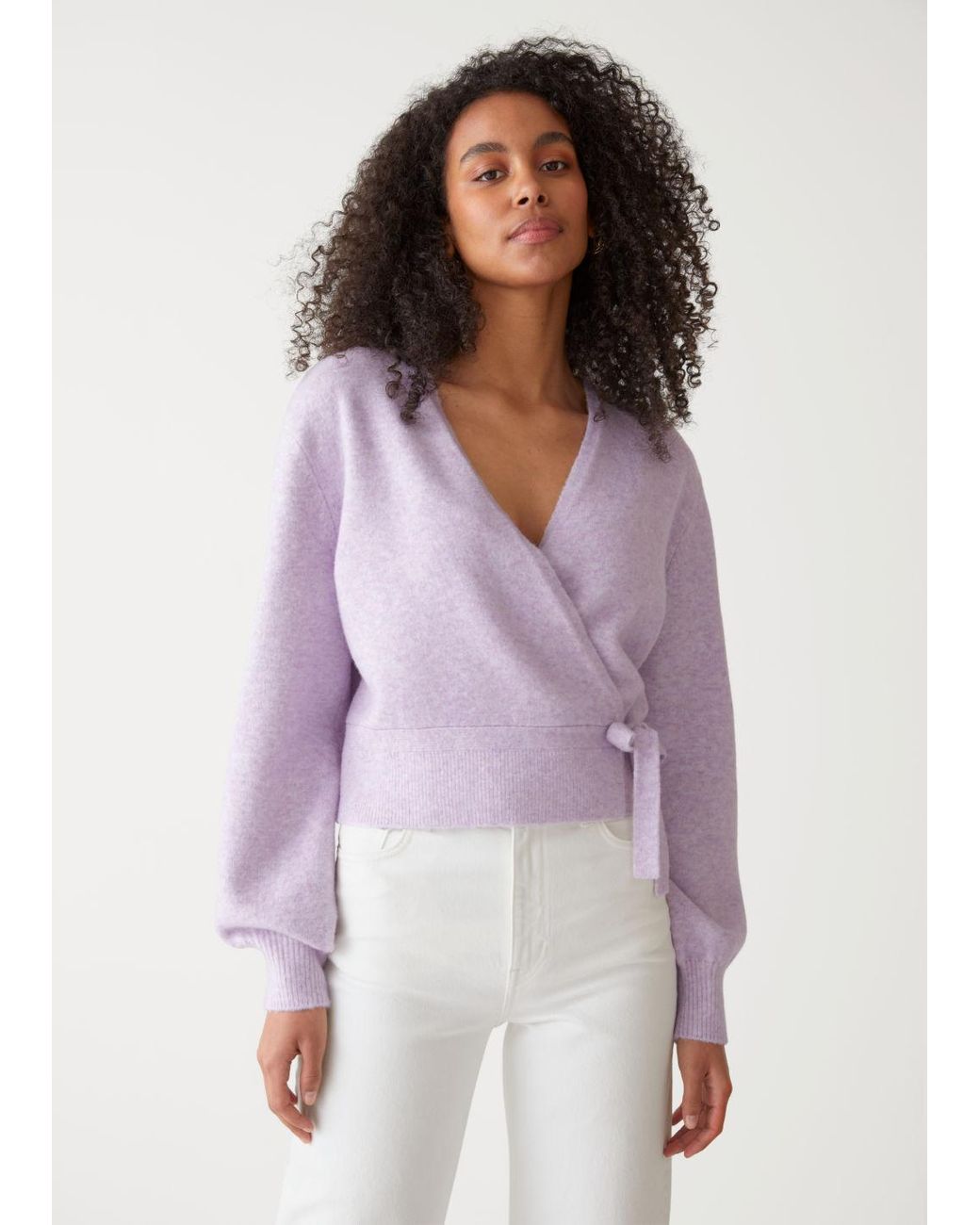 purple wrap cardigan