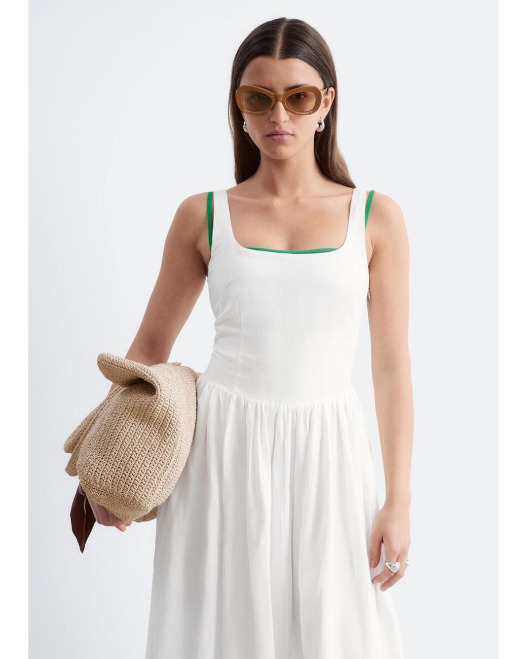 & Other Stories White Fit-And-Flare Midi Dress