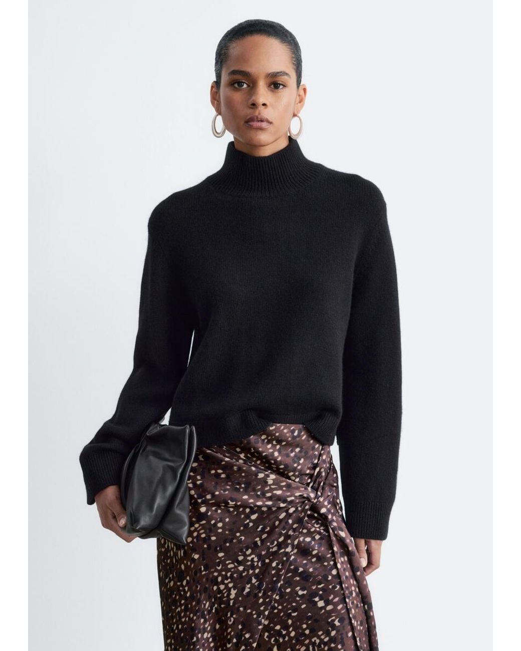 & Other Stories Blue Wool-Cashmere Mock Neck Jumper