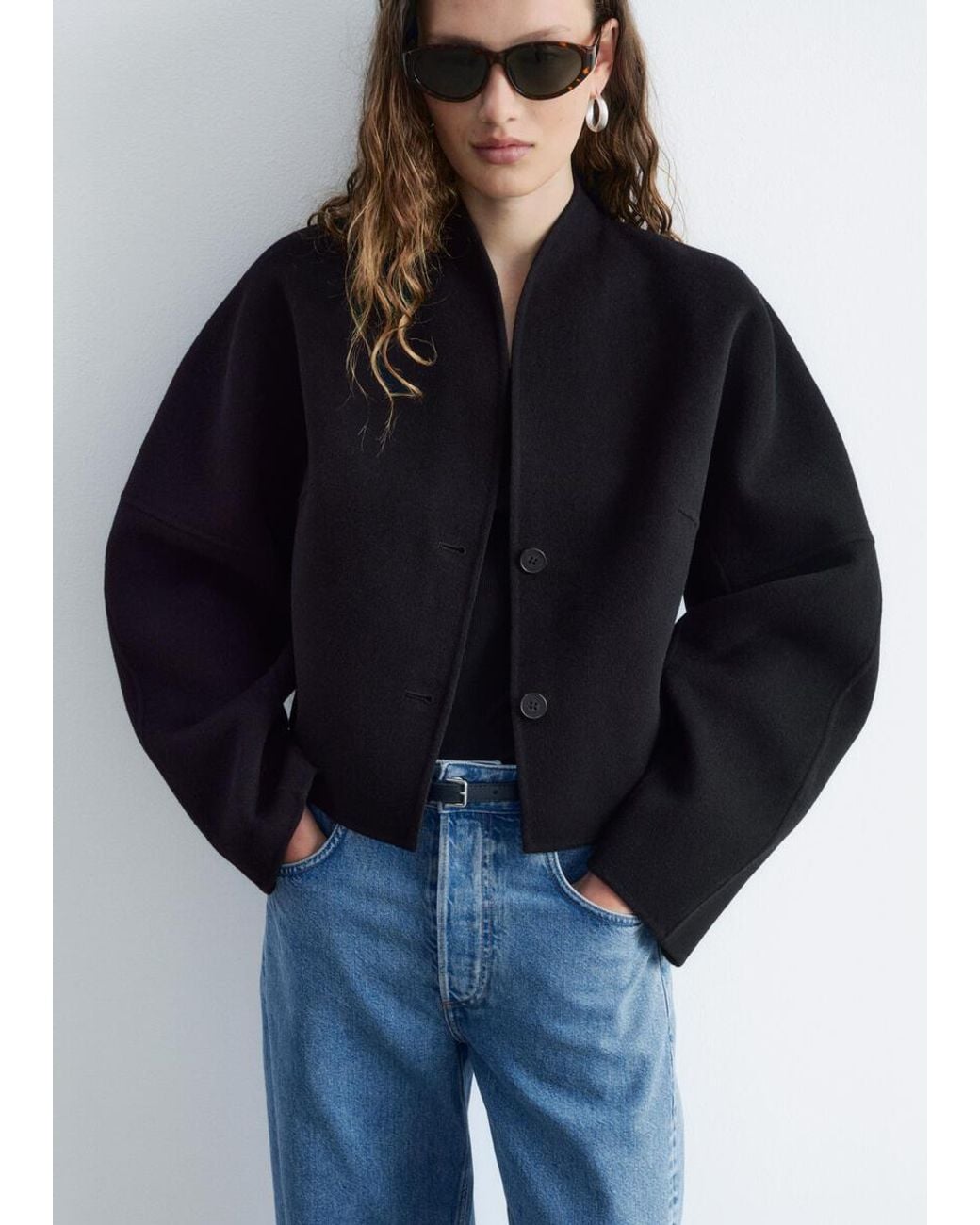 & Other Stories Black Wool Doublé Jacket