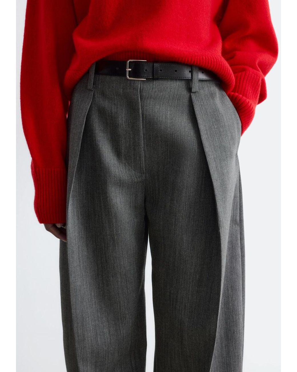 & Other Stories White Wool Barrel-Leg Trousers