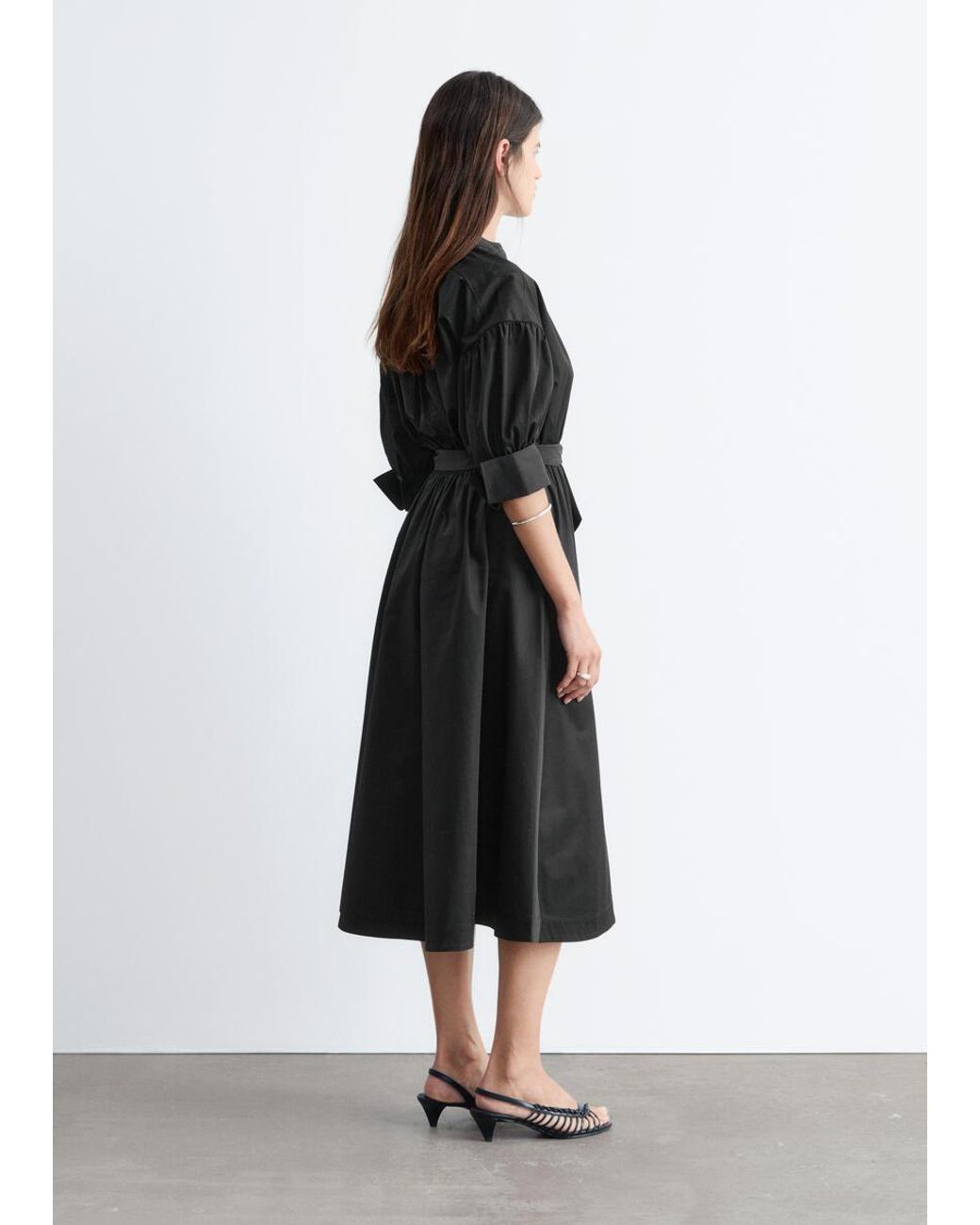 & Other Stories Black Belted Cotton Dress