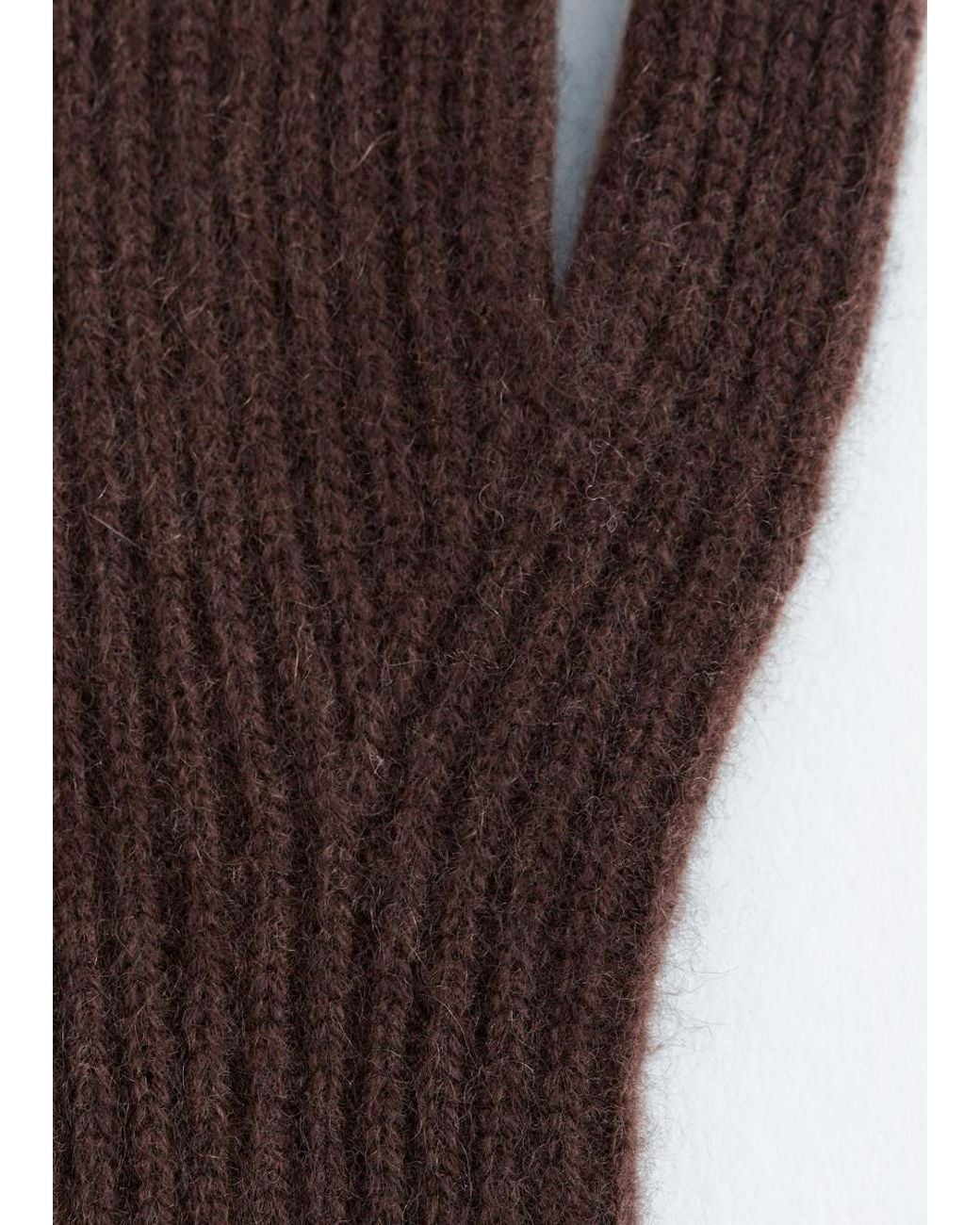 & Other Stories Brown Ribbed Cashmere Gloves