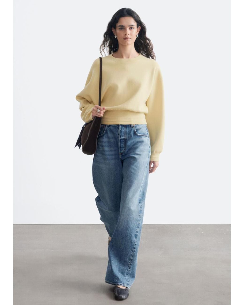 & Other Stories Blue Rib-Trim Knitted Jumper