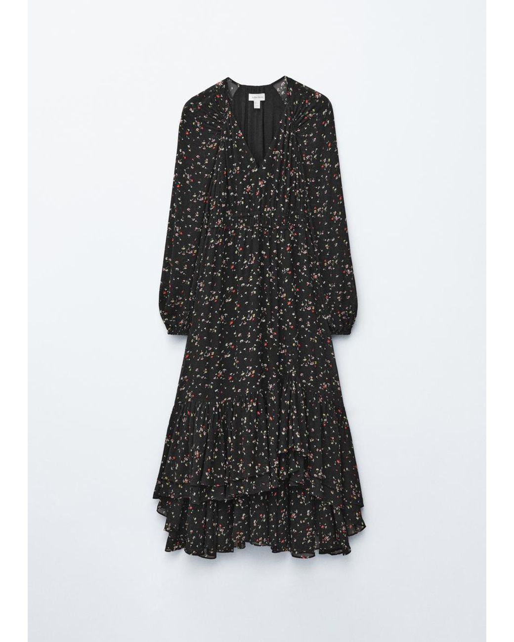 & Other Stories White Long-Sleeve Frilled Maxi Dress