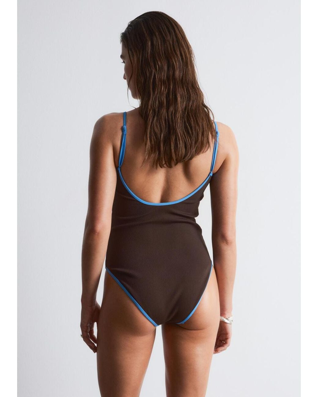 & Other Stories Brown Square-Neck Swimsuit
