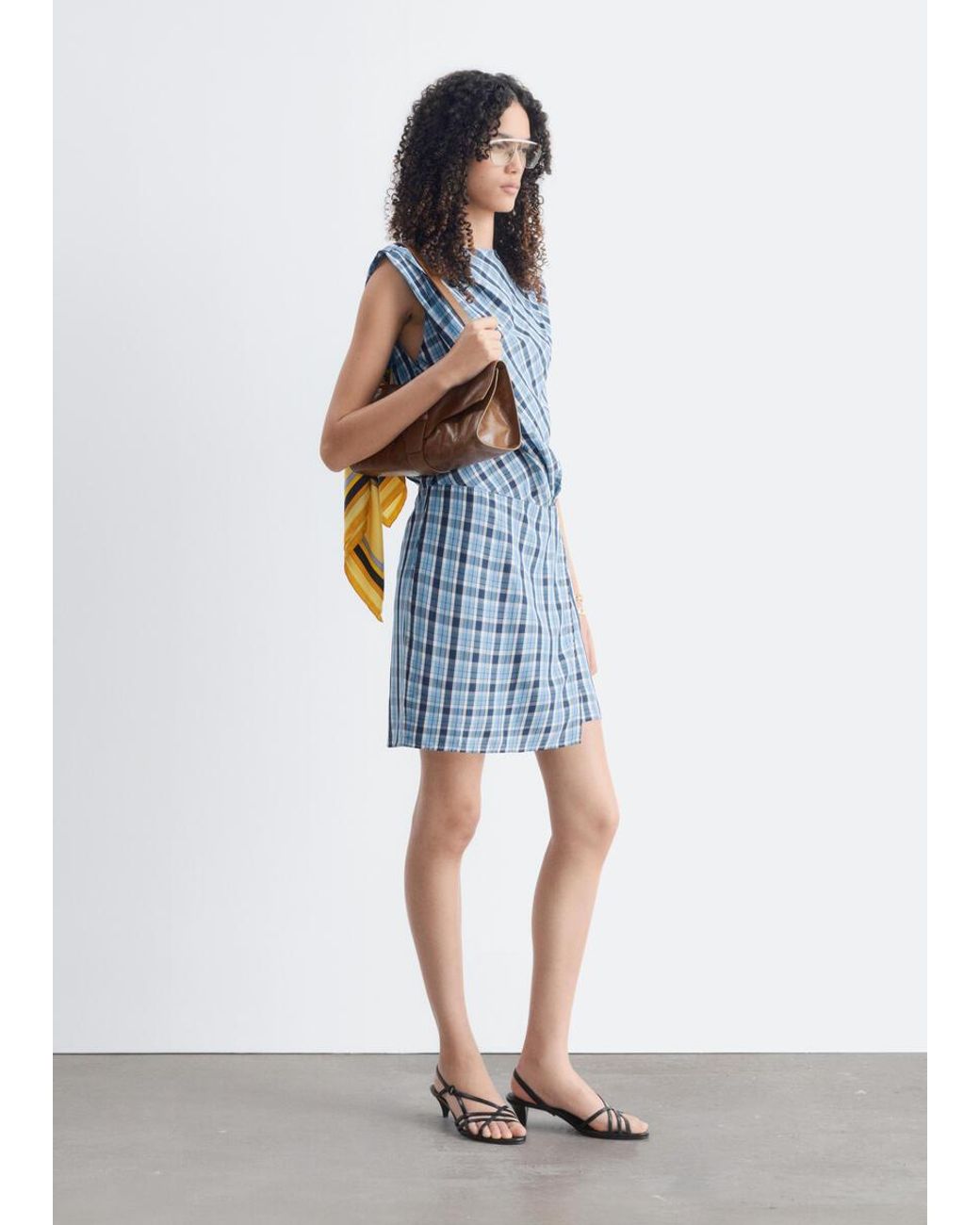 & Other Stories White Pleated Jacquard Mini Dress