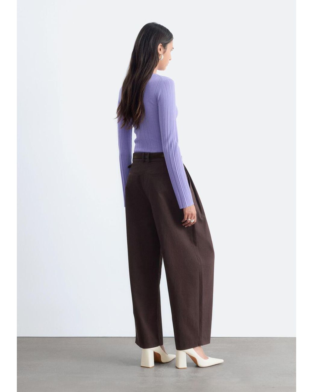& Other Stories Purple Rib-Knit Wool Boatneck Top