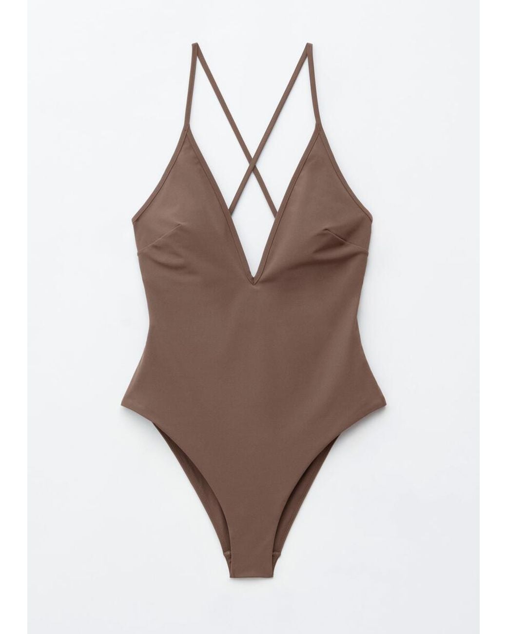 & Other Stories Brown Cross-Back Swimsuit