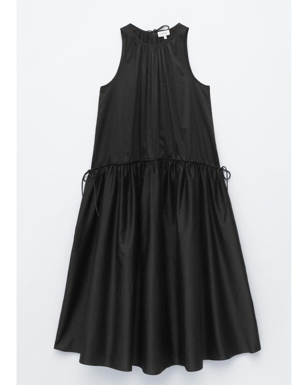 & Other Stories Black Gathered Cotton Dress