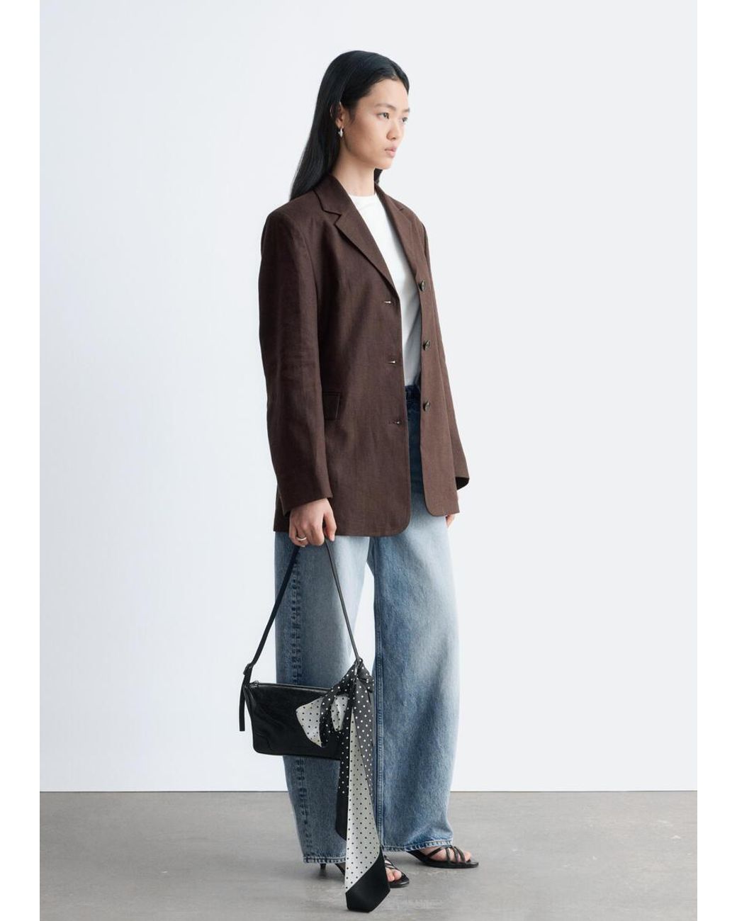 & Other Stories White Tapered Linen Blazer