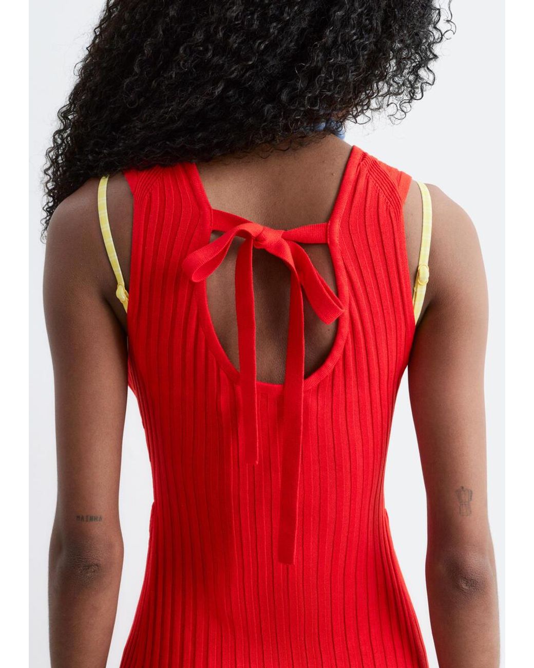 & Other Stories Red Ribbed Midi Dress