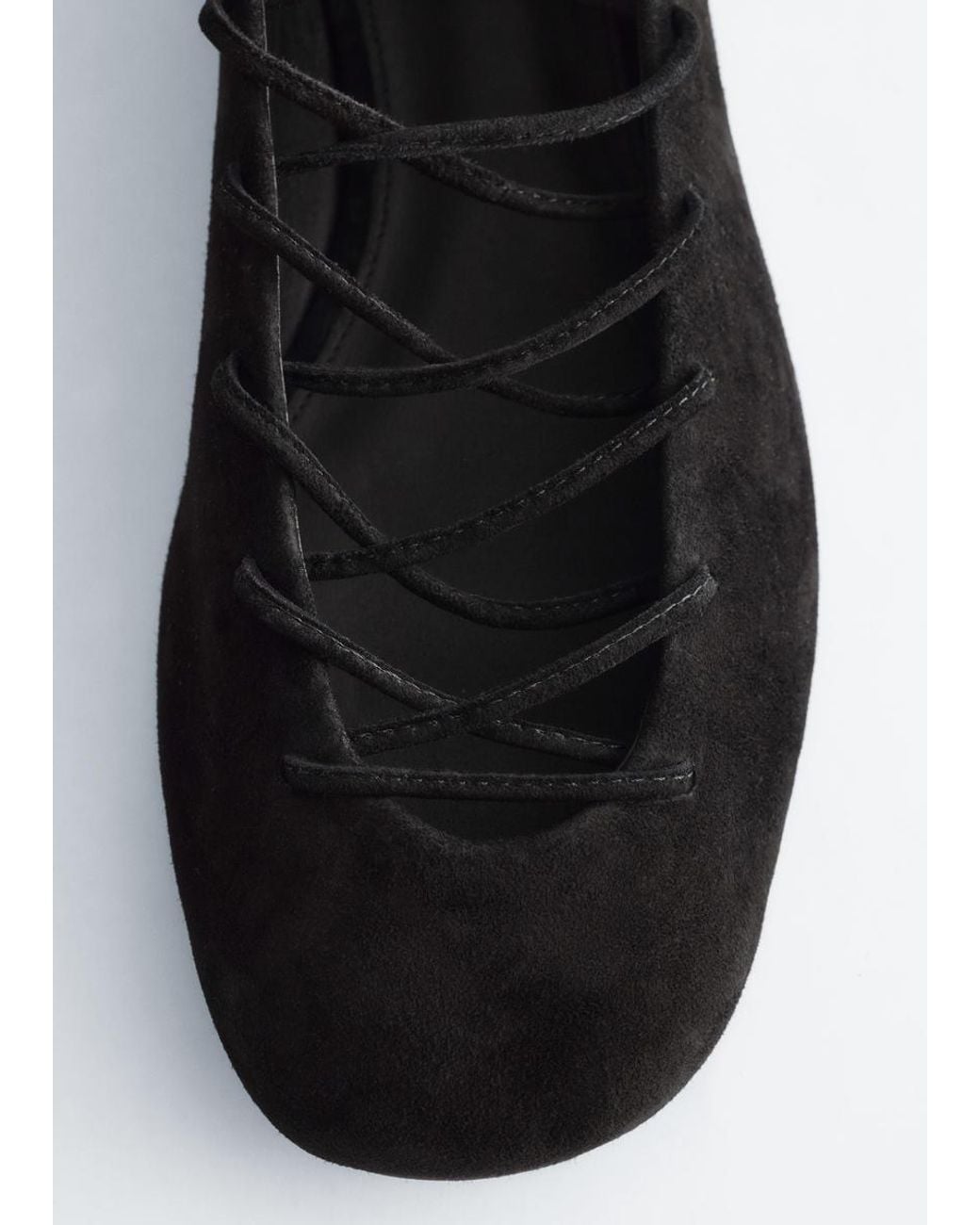 & Other Stories White Lace-Up Leather Ballerinas