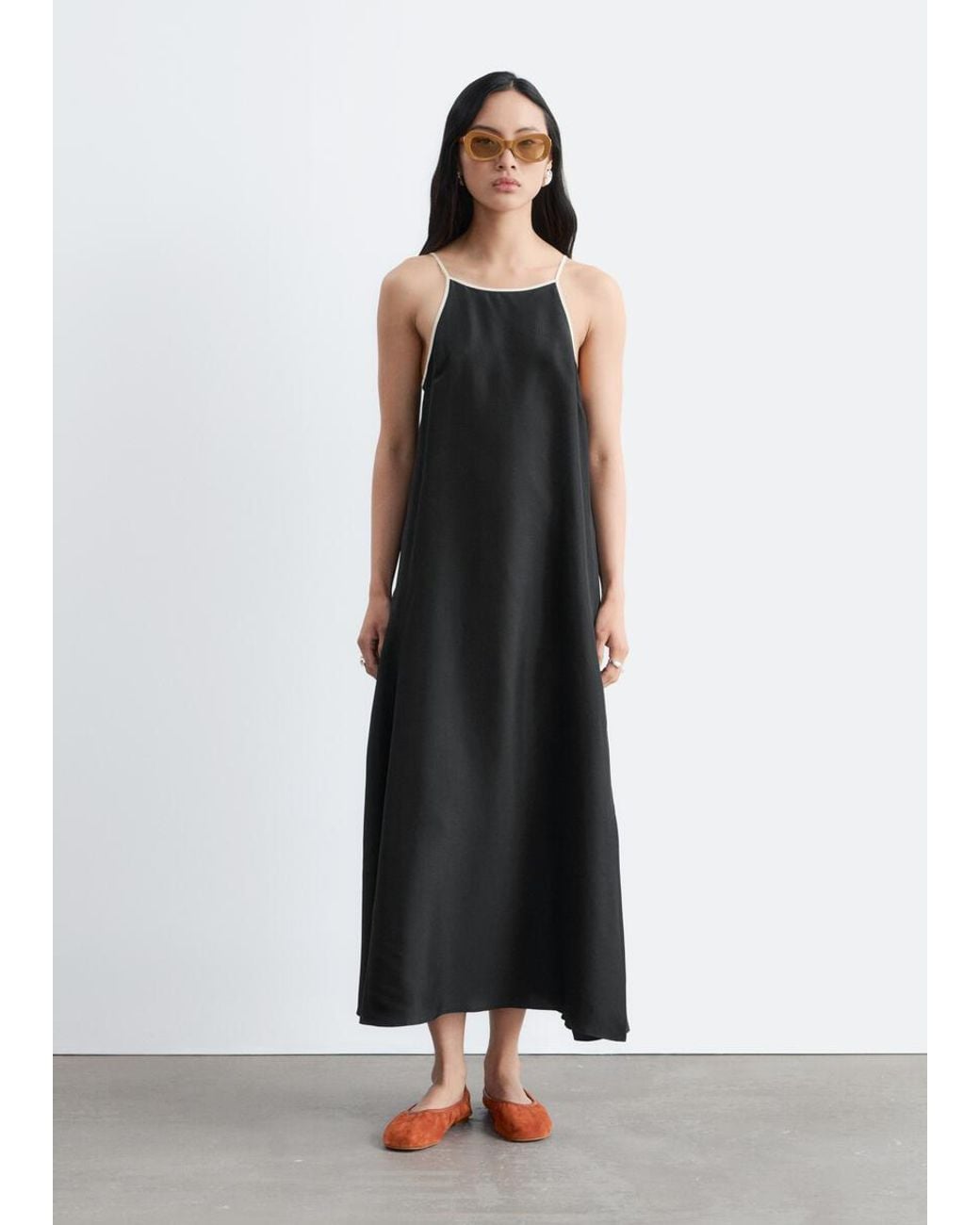 & Other Stories White Silk Strap Dress