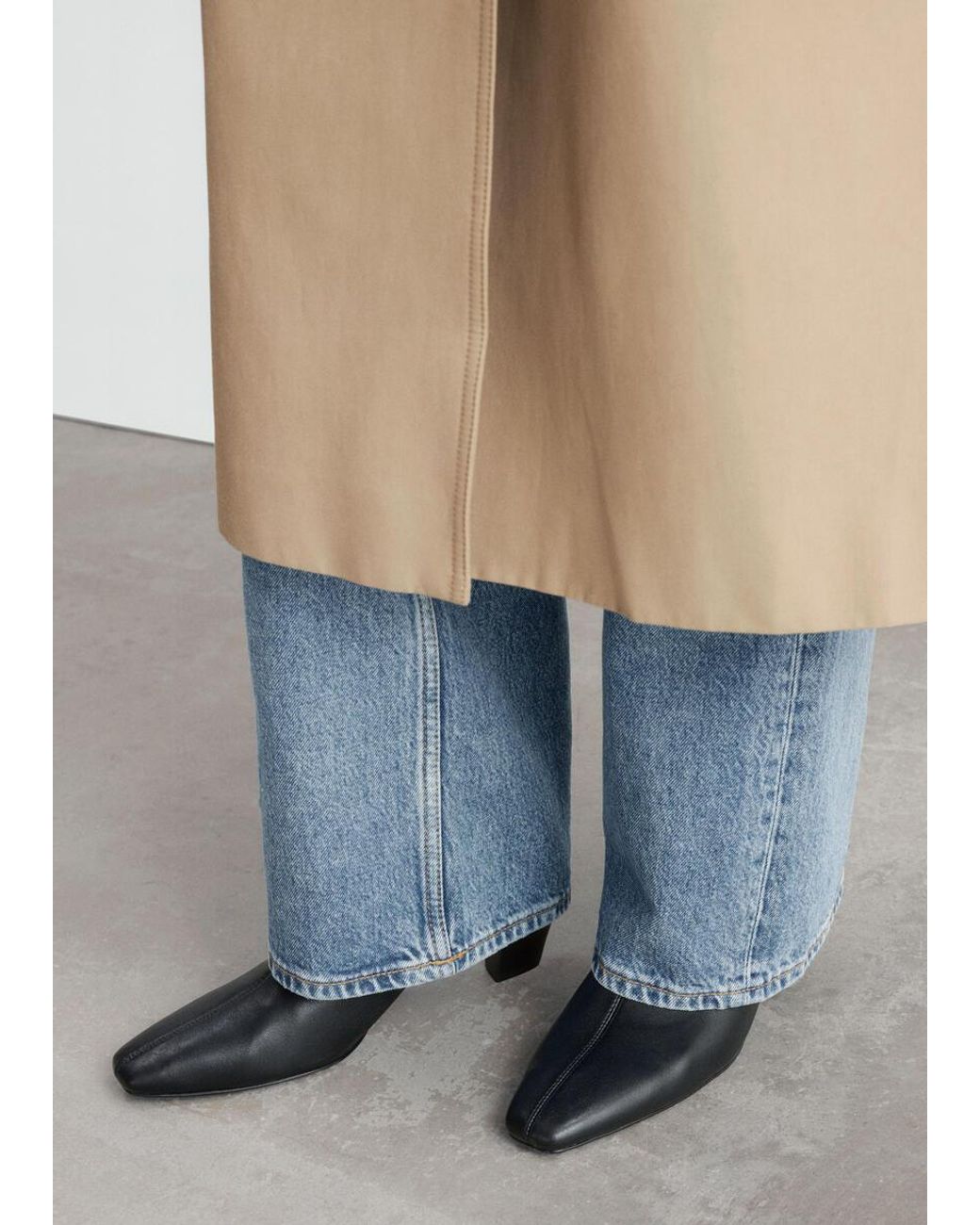 & Other Stories Gray Stretch Leather Ankle Boots
