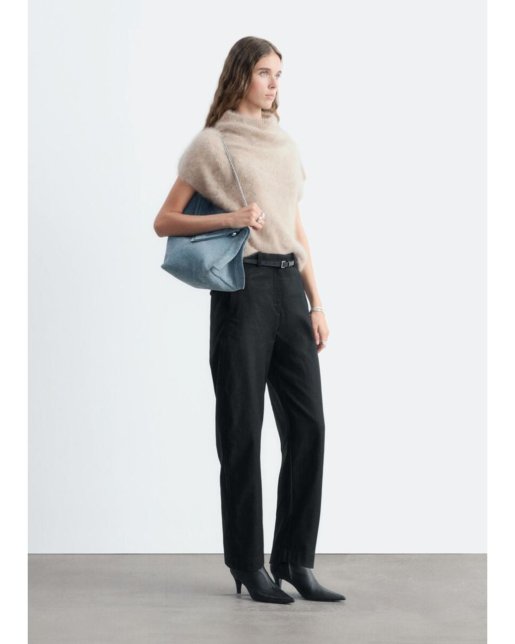 & Other Stories White Cotton Twill Barrel Leg Trousers