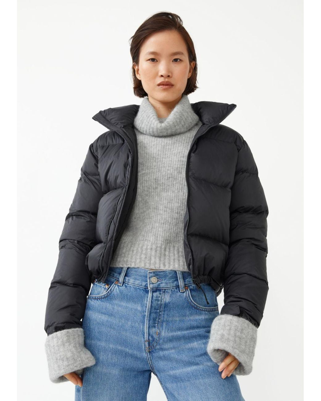 & Other Stories Boxy Puffer Jacket in Black | Lyst
