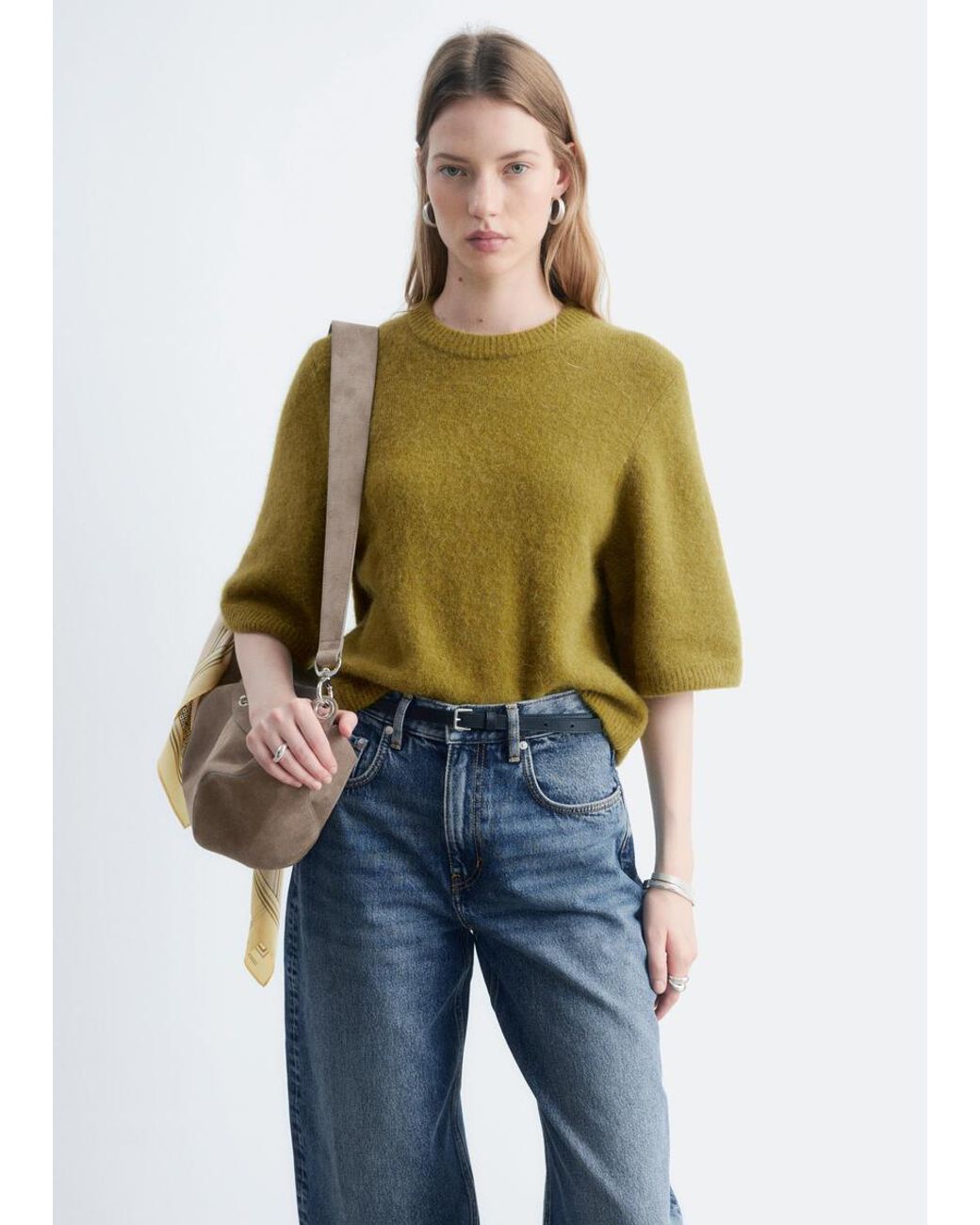 & Other Stories Blue Alpaca-Blend Knitted T-Shirt