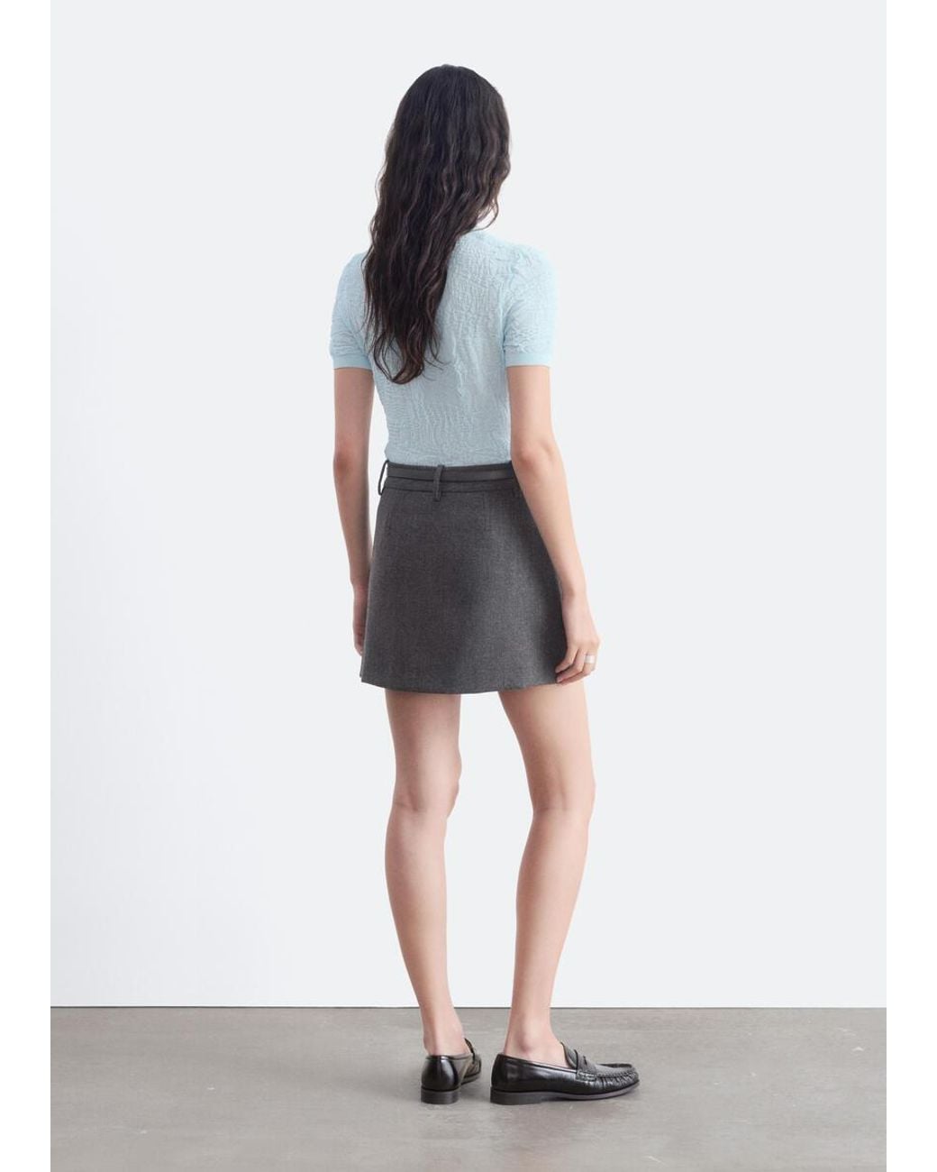 & Other Stories Gray Jacquard Knit T-Shirt