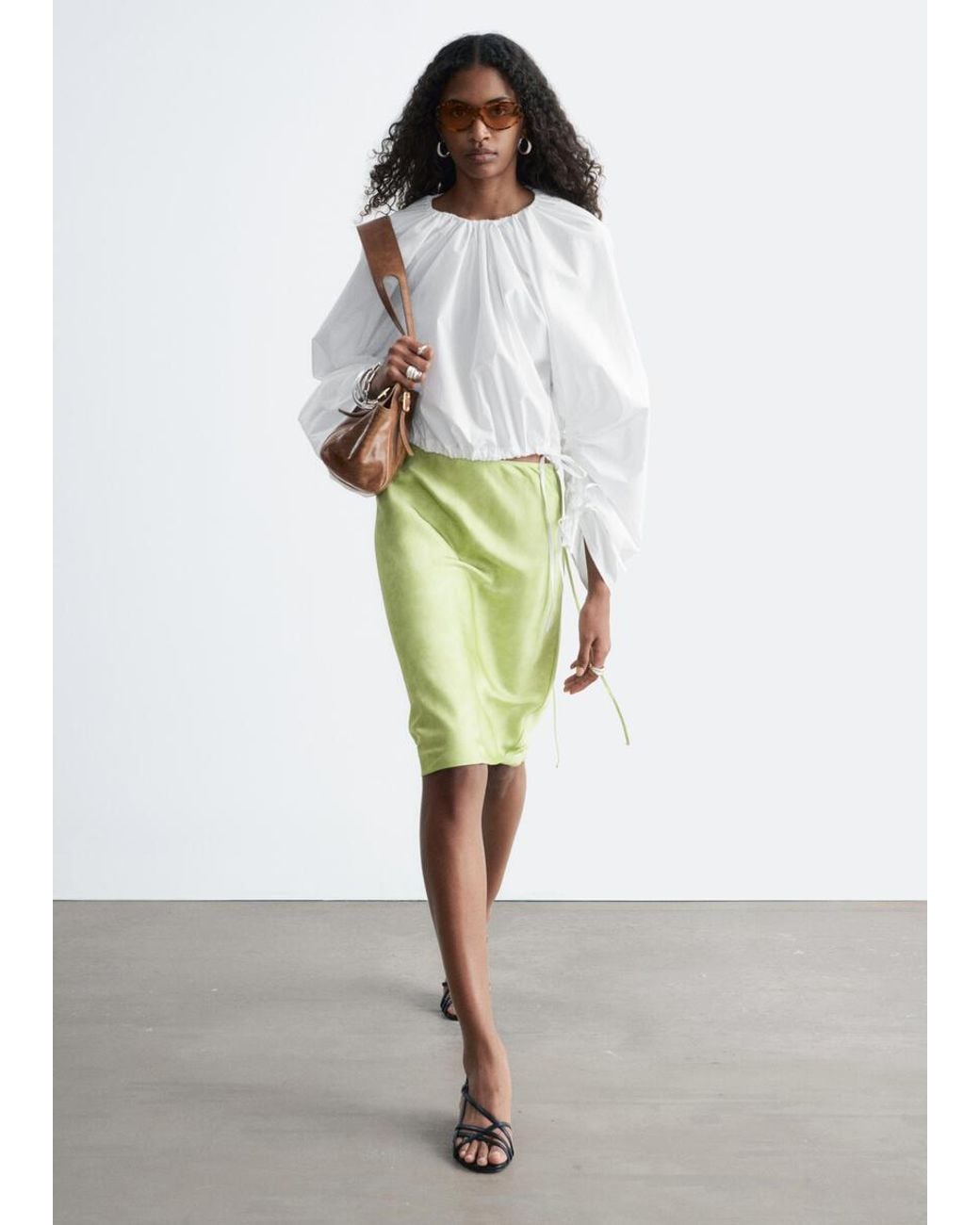 & Other Stories White Sculptural Drawstring Blouse