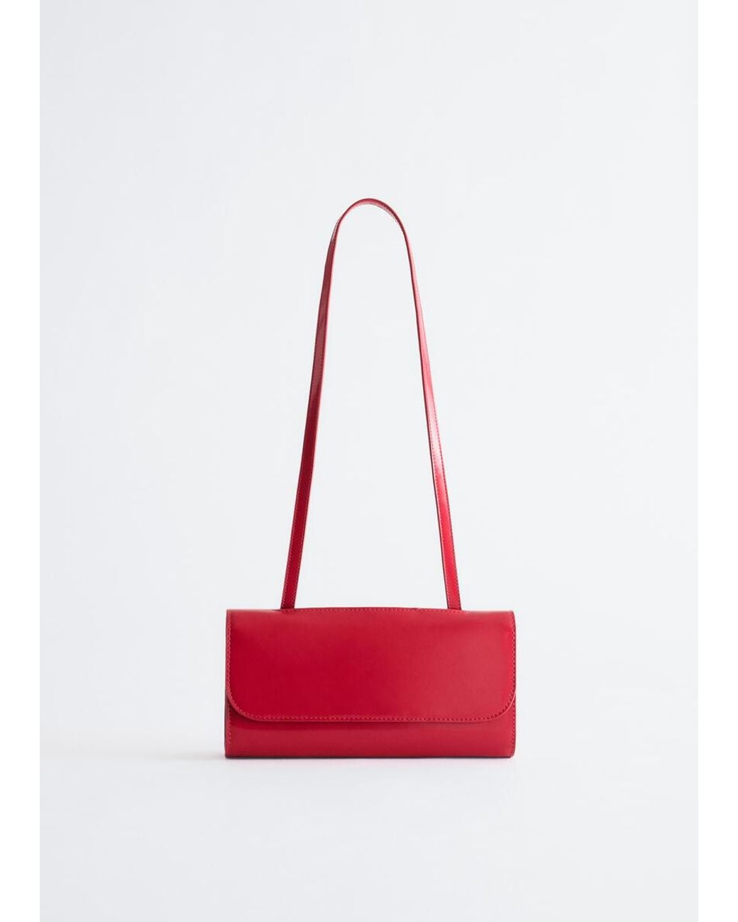 & Other Stories Red Croc-Effect Leather Shoulder Bag