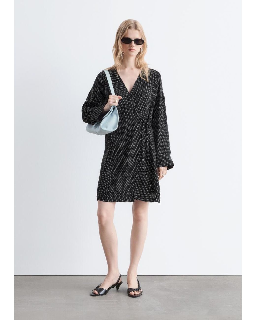 & Other Stories Black Wrap Mini Dress