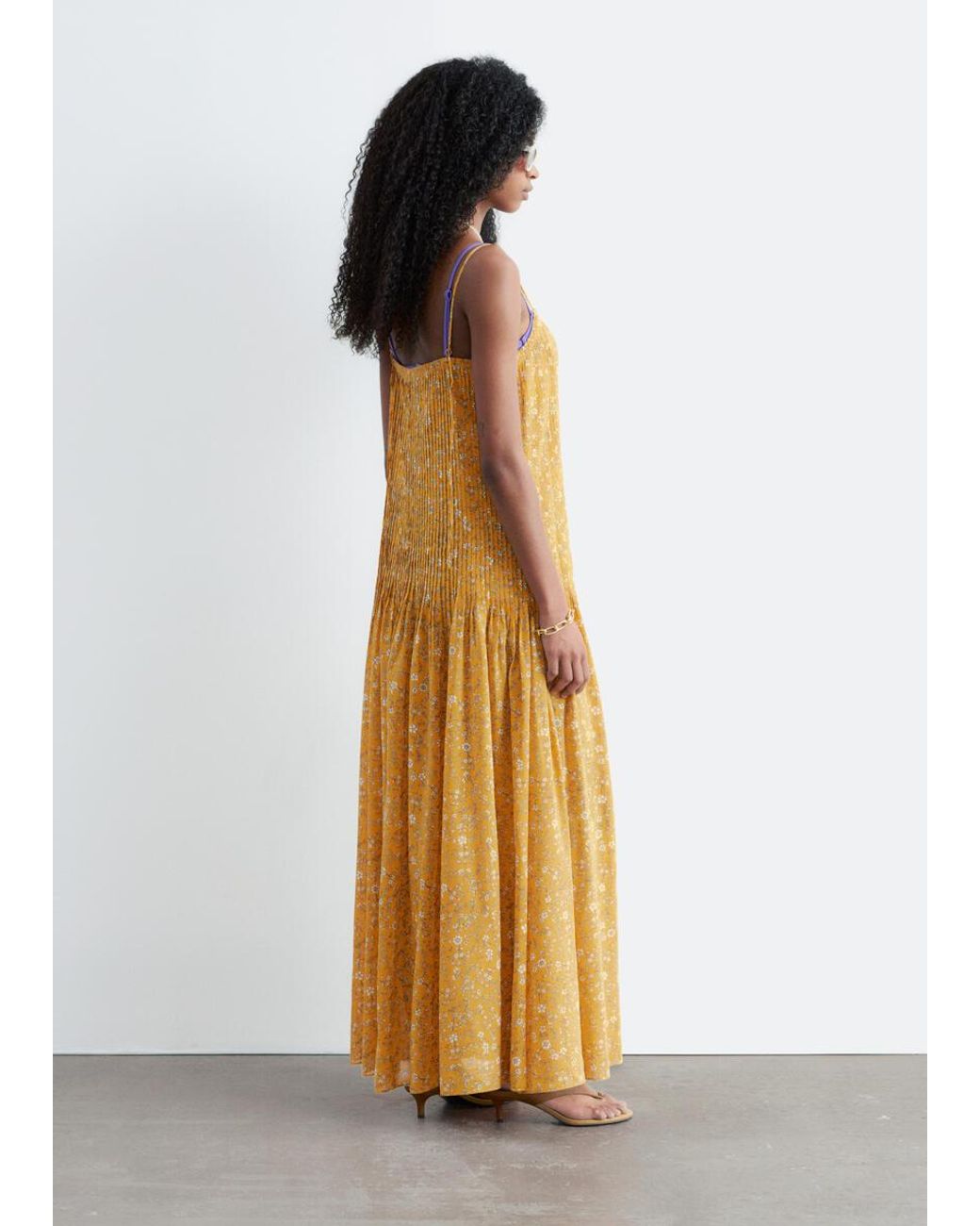 & Other Stories Yellow Pleated Bodice Maxi Dress