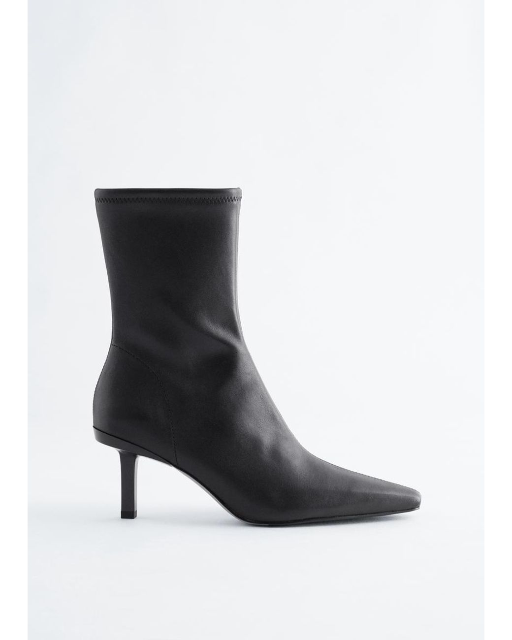 & Other Stories Black Stretch-Leather Ankle Boots