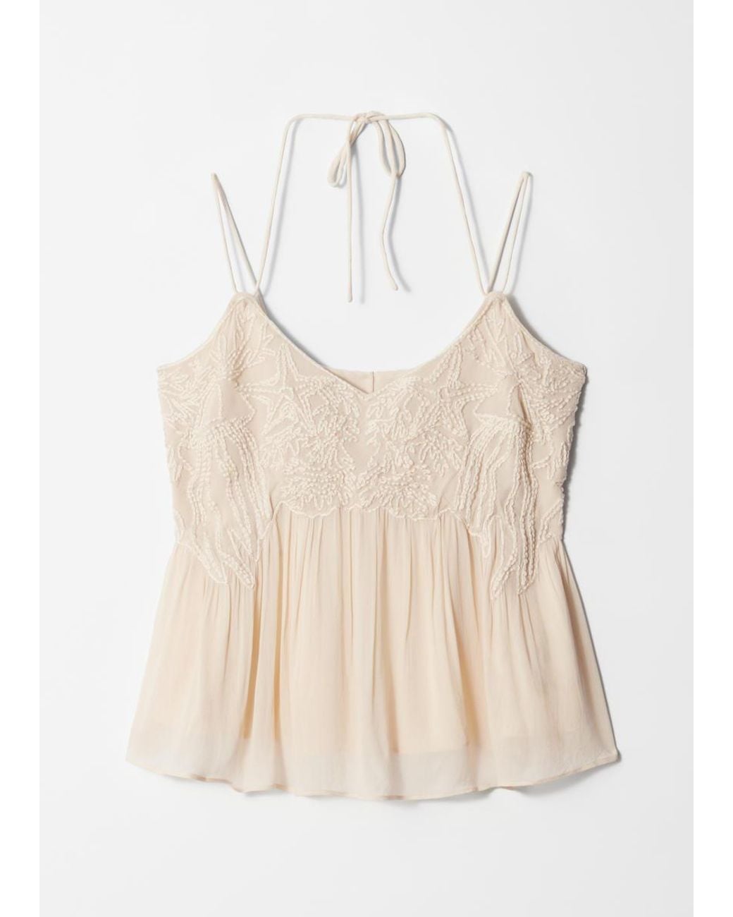 & Other Stories Natural Embroidered Strappy Top