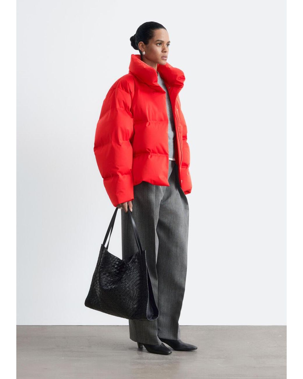 & Other Stories Red Down Puffer Jacket