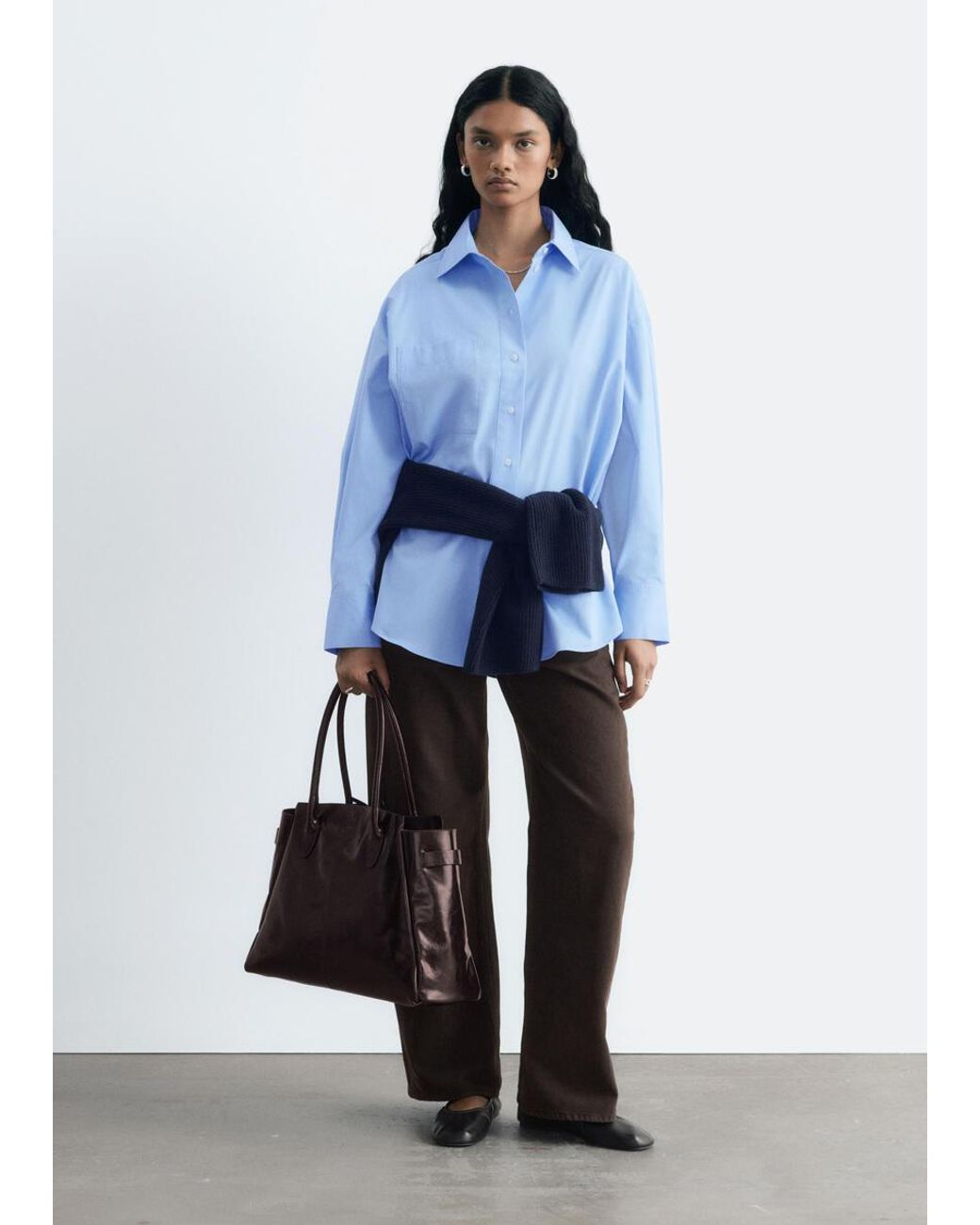 & Other Stories Blue Oversized Cotton Shirt