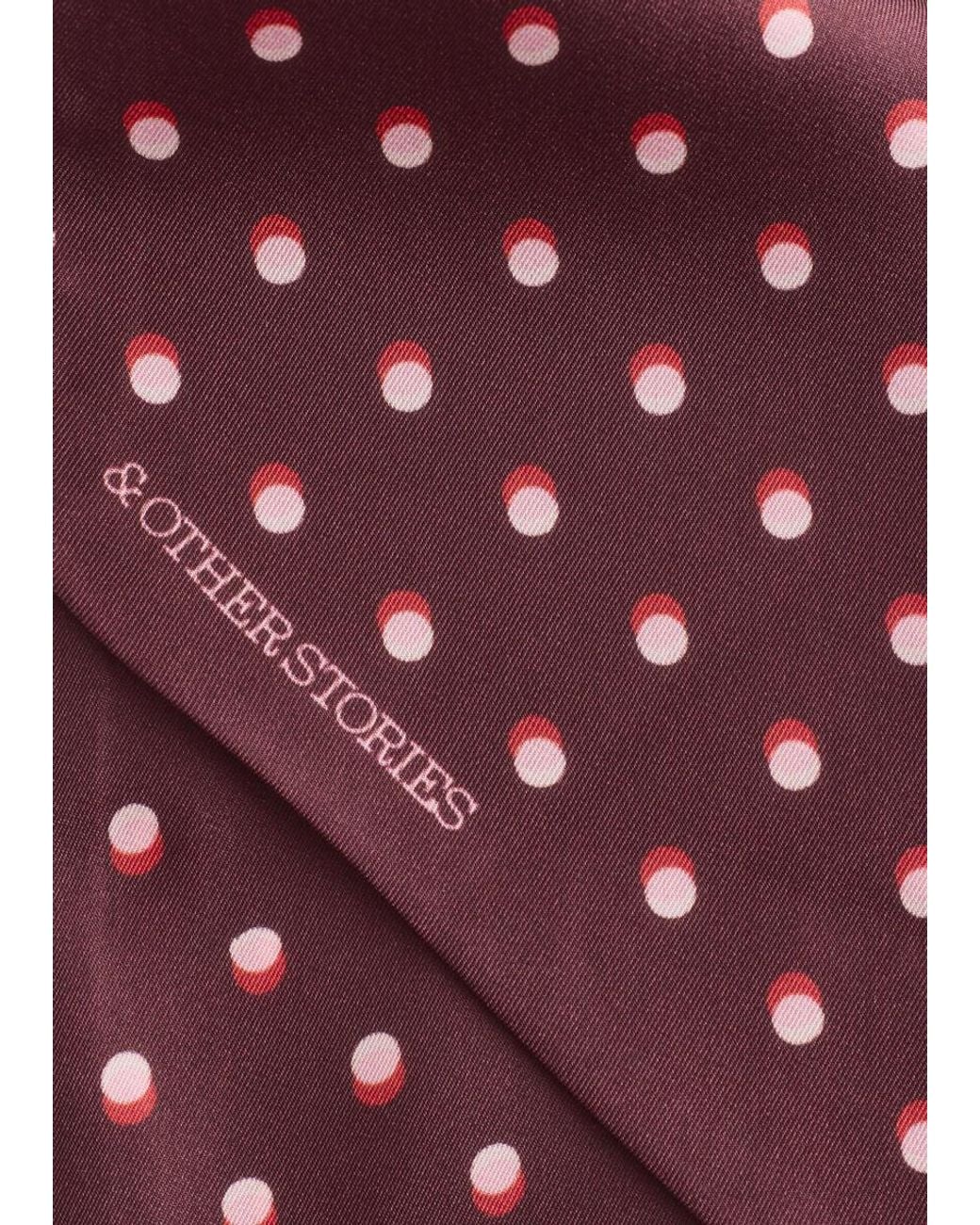 & Other Stories Purple Polka-Dot Silk Scarf