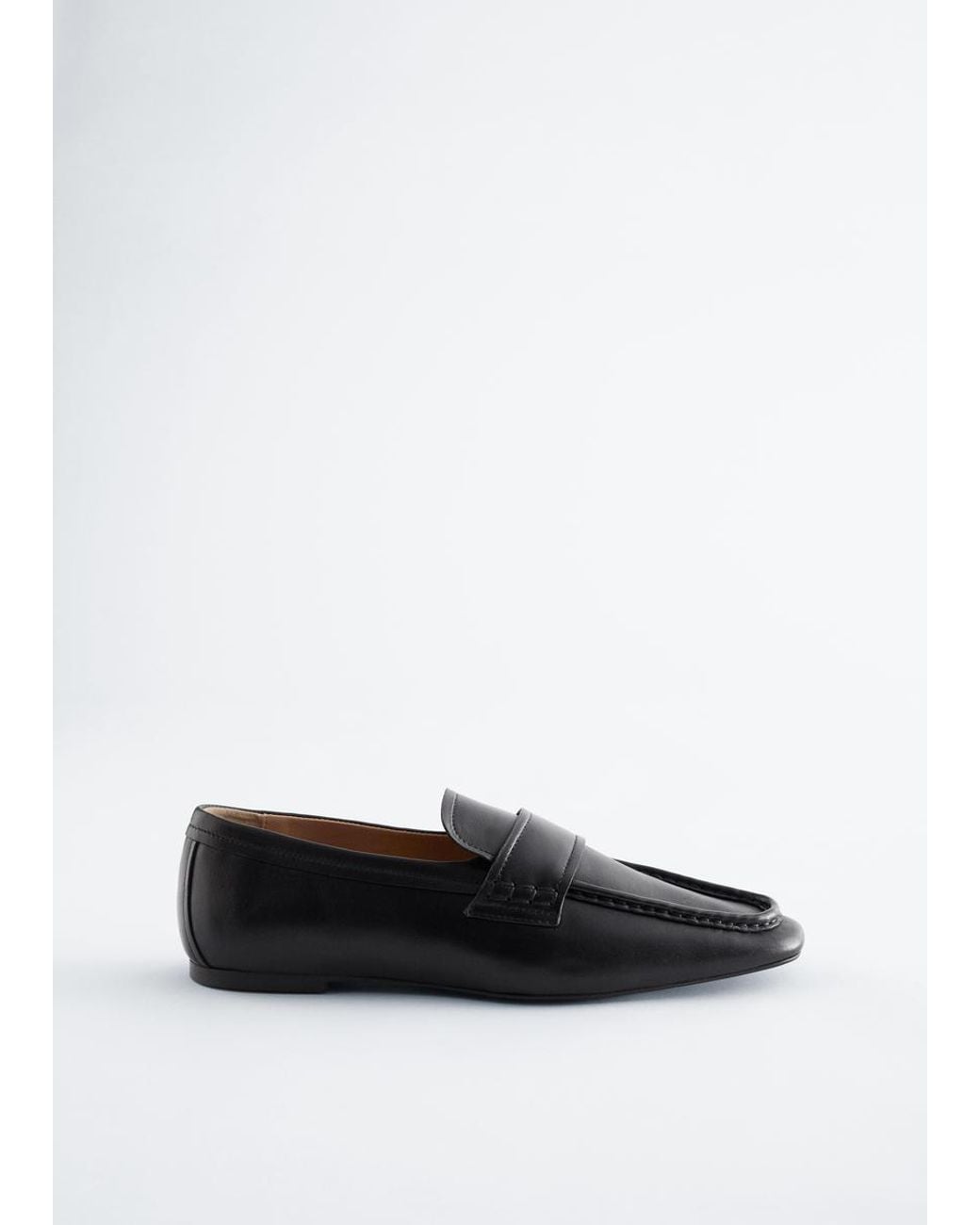 & Other Stories Blue Square-Toe Leather Loafers