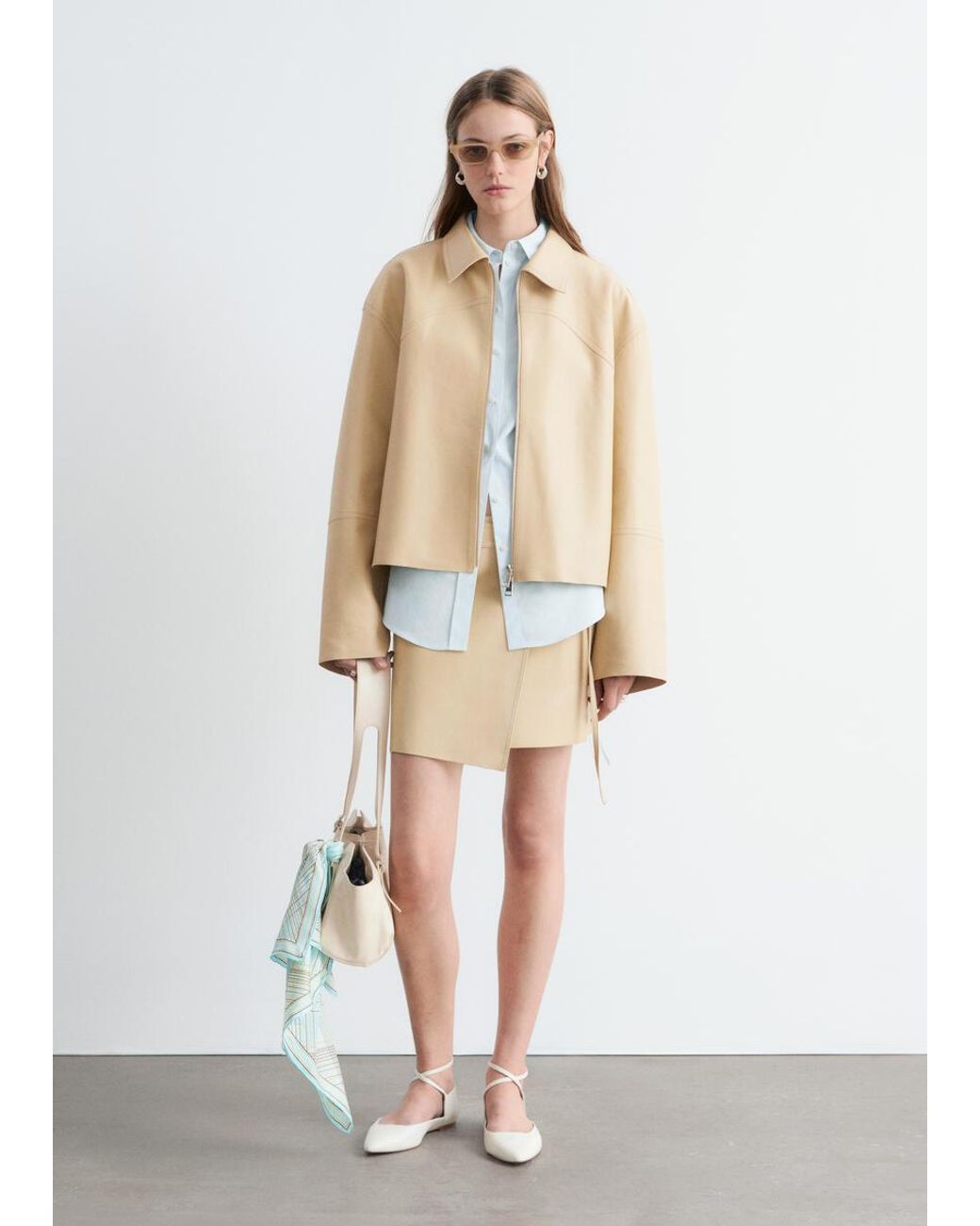 & Other Stories Natural Relaxed Leather Jacket