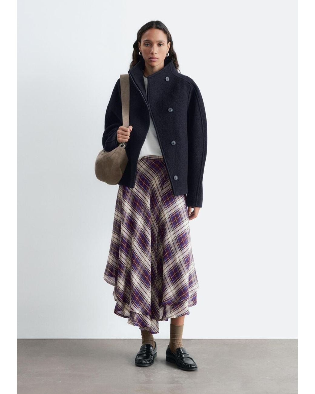 & Other Stories Blue Asymmetric Wool Jacket