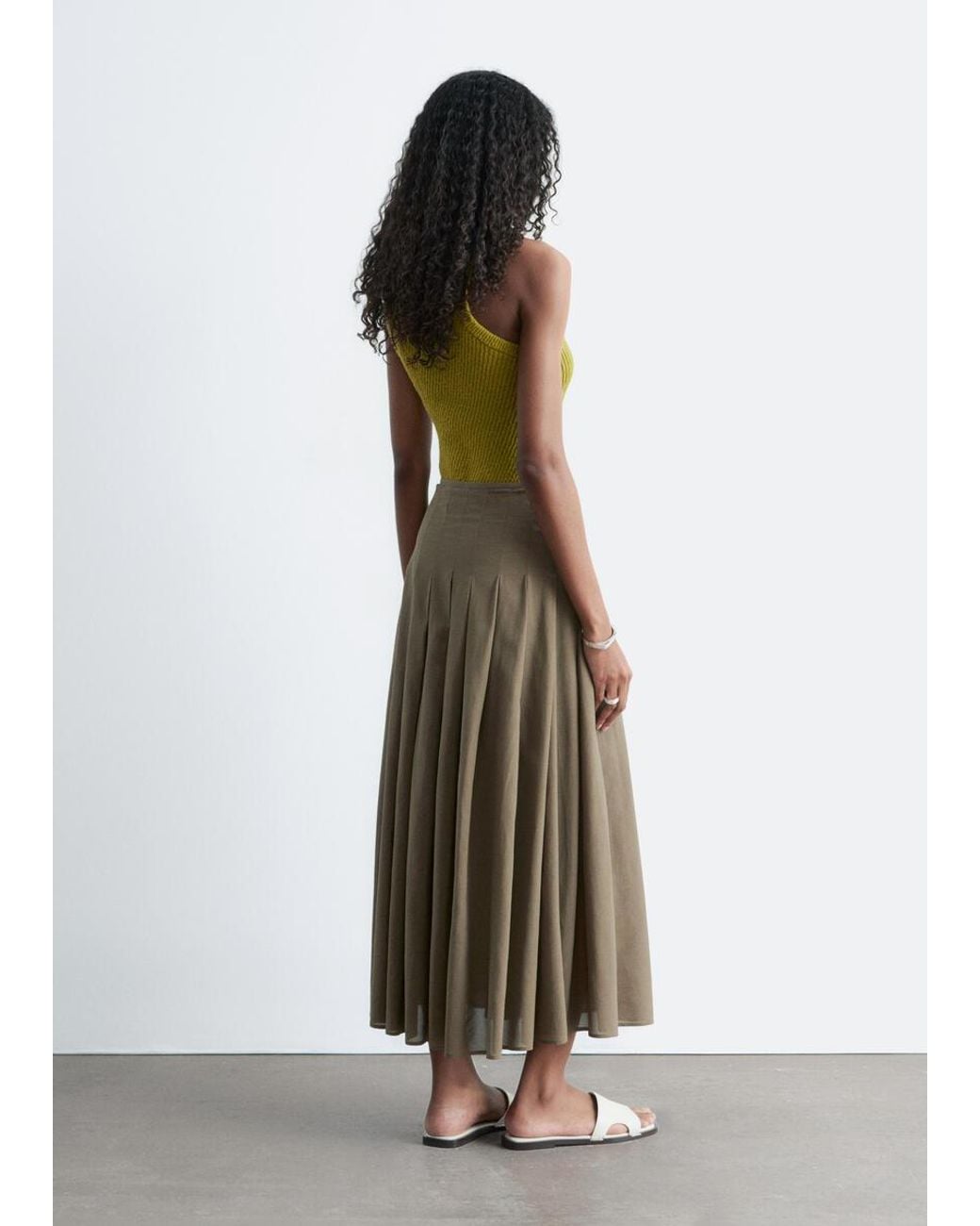 & Other Stories Natural Pleated Midi Skirt